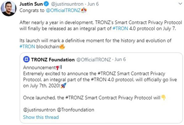 تاریخ اعلام آغاز به کار Tron 4 در شبکه بلاک چین Tron